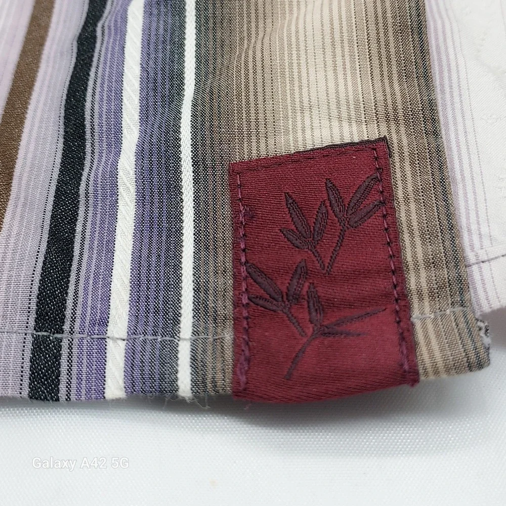 Tommy Bahama‎ XL Cotton Silk Striped Button Down Shirt - Purple Brown - Picture 9 of 9